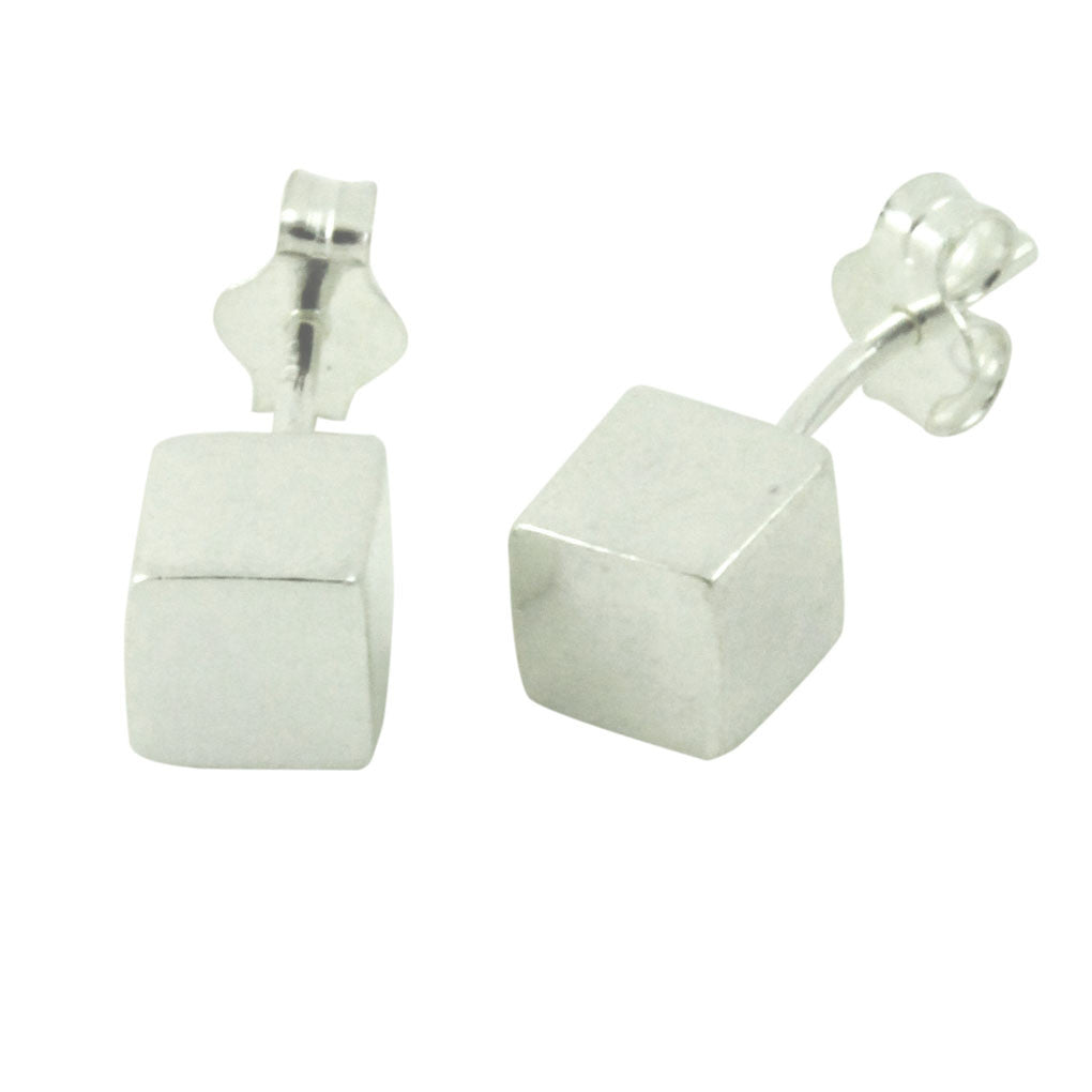 "Geo" Sterling Silver Cube Stud Earrings