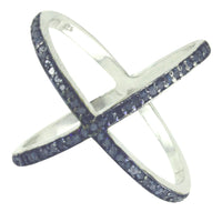 KrissKross Sterling Silver Blue Diamond X Ring