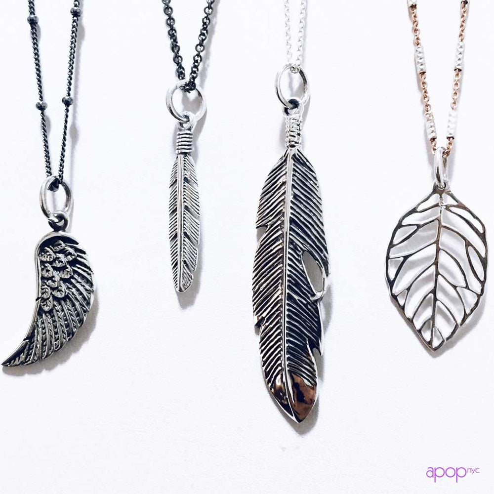 "Plume" Sterling Silver Feather Charm Necklace