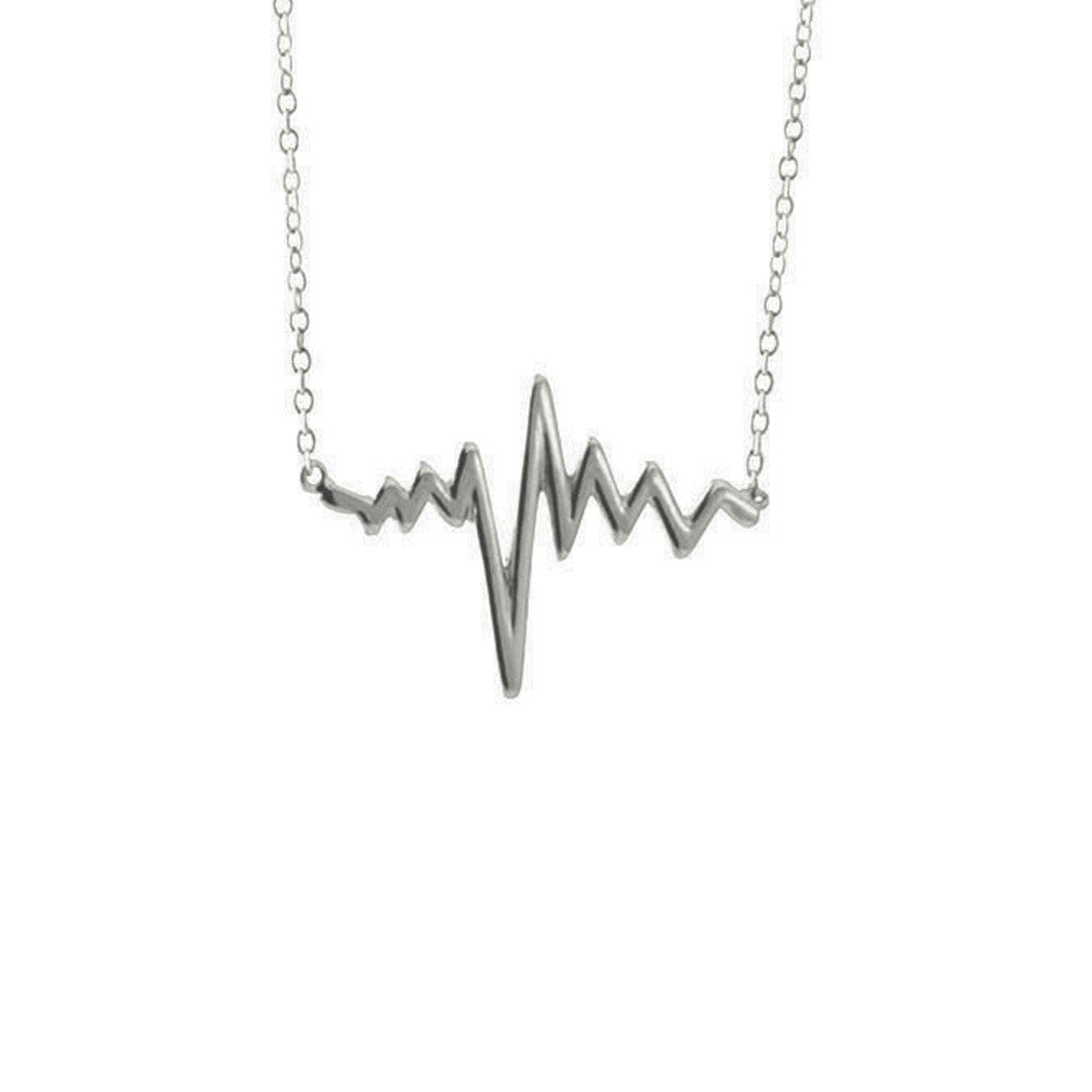 Sterling Silver "Electric" HeartBeat Pendant Necklace