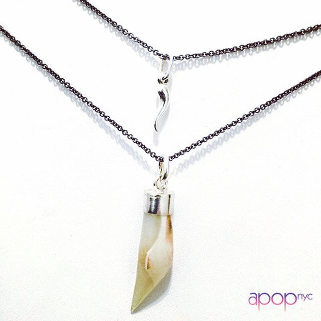 Rosy Mini Horn Pendant with Chain