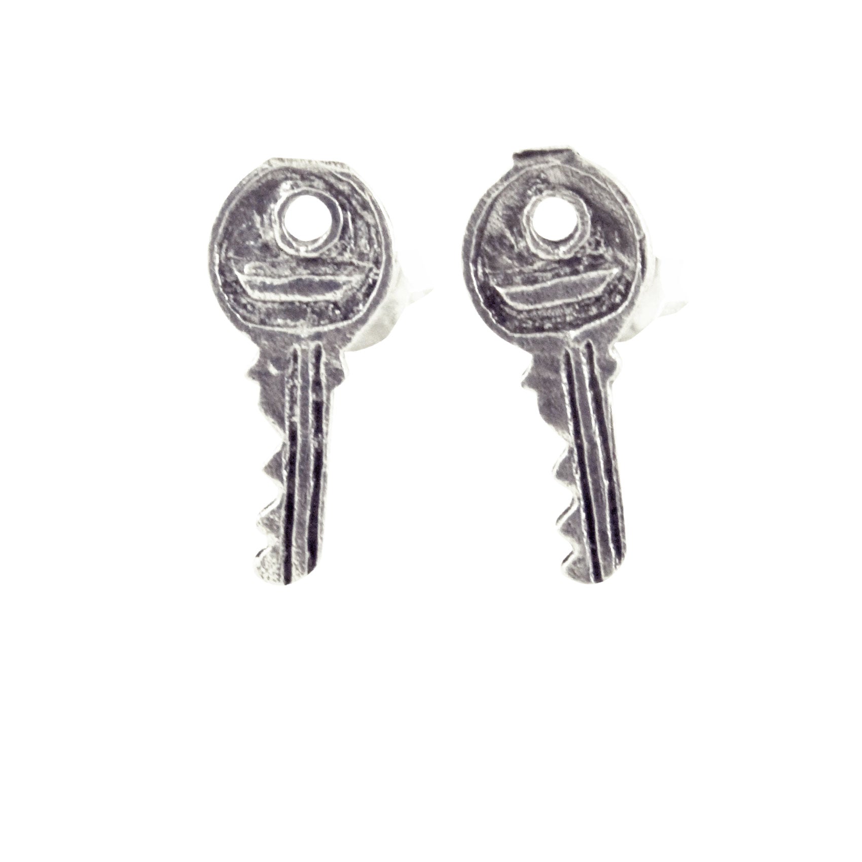 "Lost Keys" Sterling Silver Key Stud Earrings