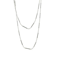 "Dotted Line" Bar Beaded Sterling Silver Necklace