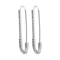 Sterling Safety Pin Hoop Style Earrings with CZ