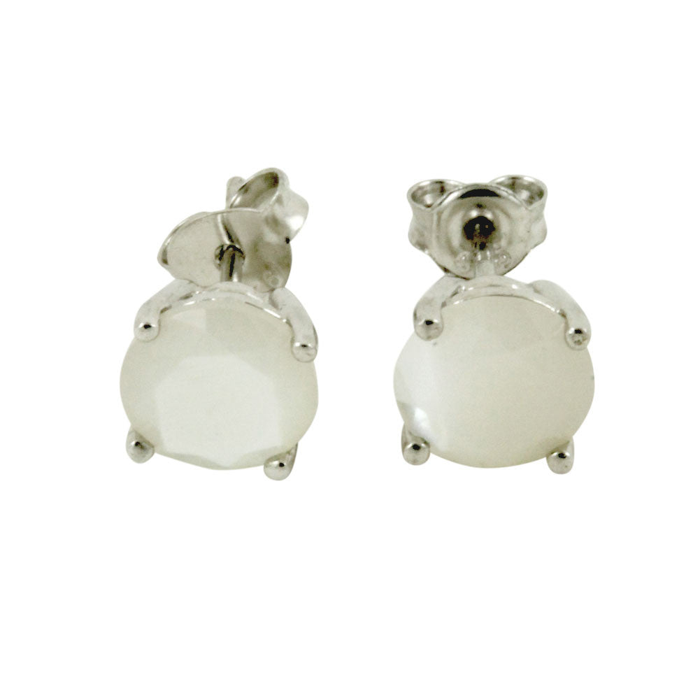 Sterling Silver 4-Prong Mother of Pearl Earrings