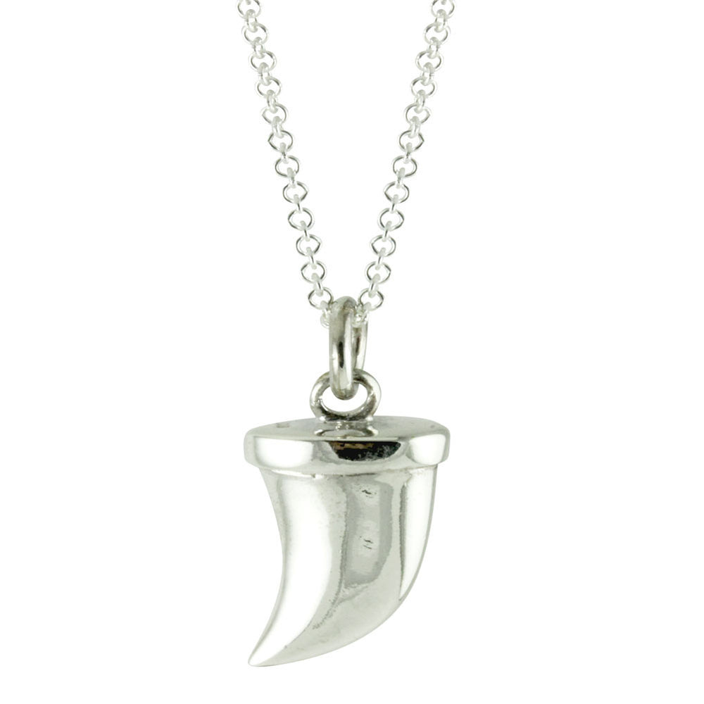 Sterling Silver Tooth-Style Pendant Necklace