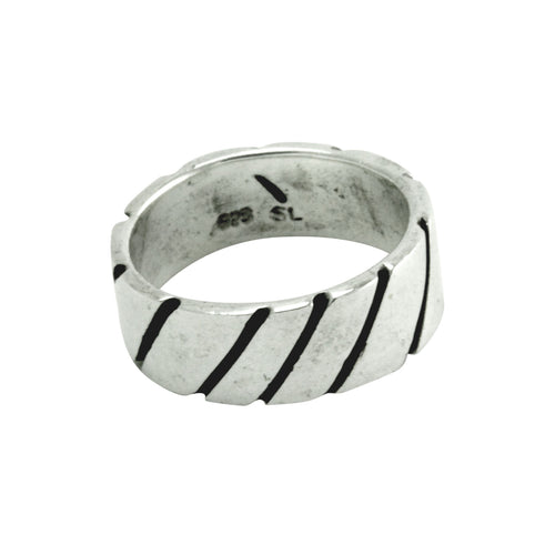 apop Vintage Style Sterling Deco Stripe Ring
