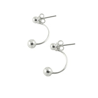 Sterling Silver Simple Bead Ear Jacket Stud Earrings