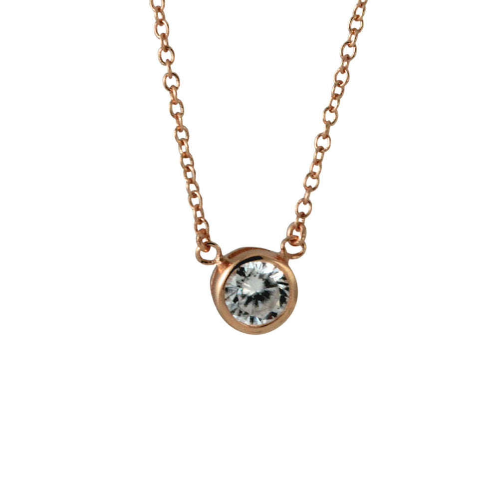Rosy CZ Solitaire Necklace