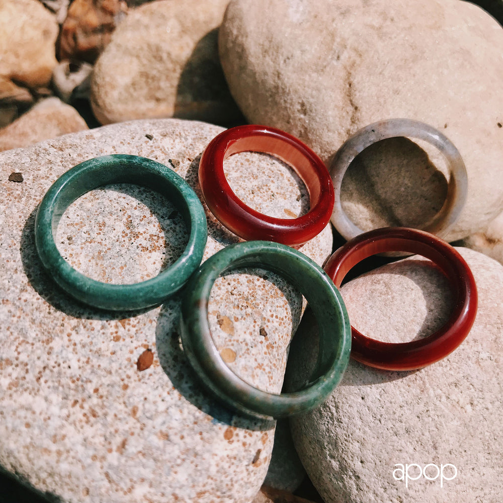 Spotted Jasper Style Stone Band Ring