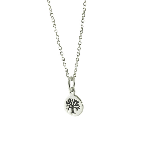 Sterling Tiny Tree Of Life Medallion Pendant Necklace