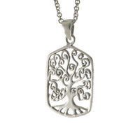 Sterling Tree Of Life Square Pendant Necklace