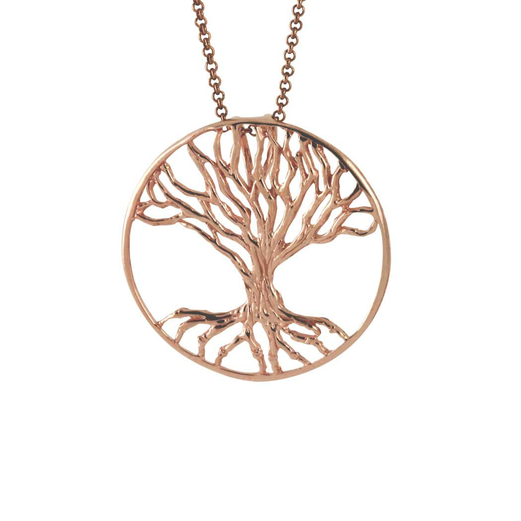 Rosy Tree Of Life Medallion Pendant Necklace