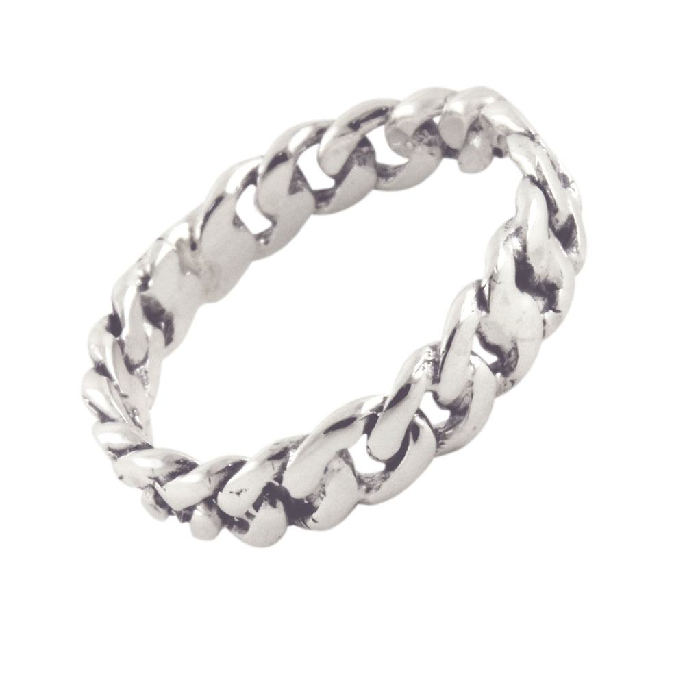 Sterling Silver Curb Chain Band Ring