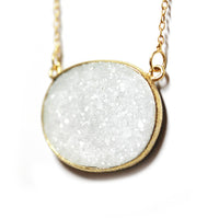 Gold-Dipped White Druzy Stone Necklace