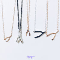 Mini Gold-Dipped Wishbone Necklace 17 inch