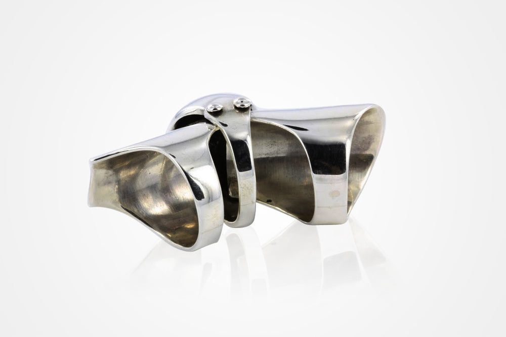Designer Armor Rings Sterling Silver Armor Ring with Hinges Full Finger Size 6 - 12