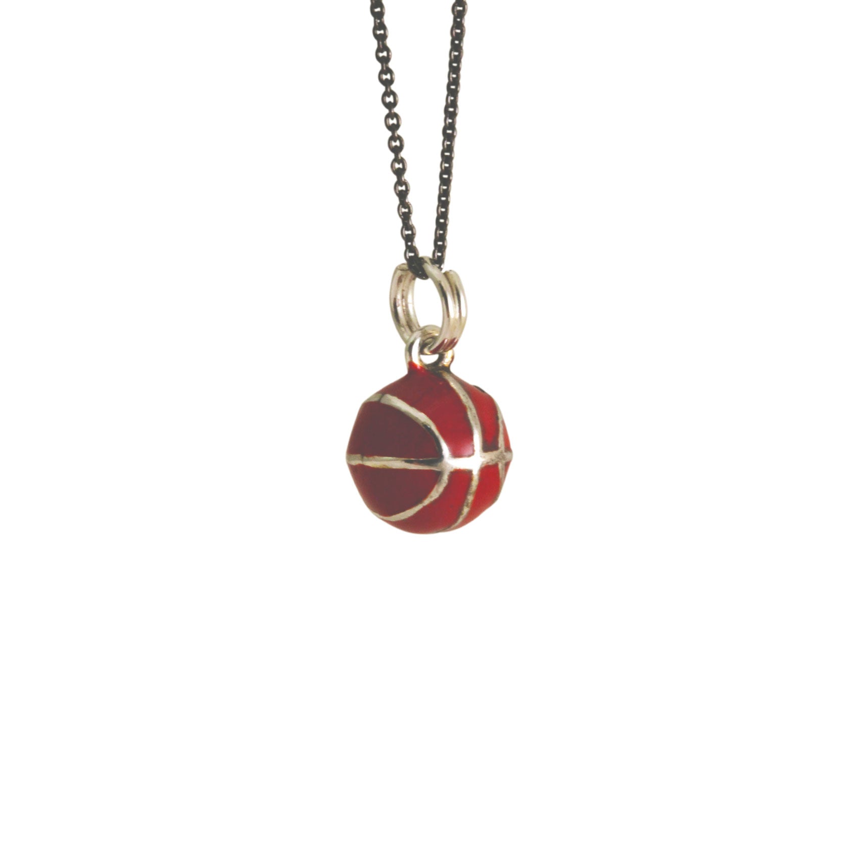 Sterling Silver "BasketBall" Enamel Pendant Necklace