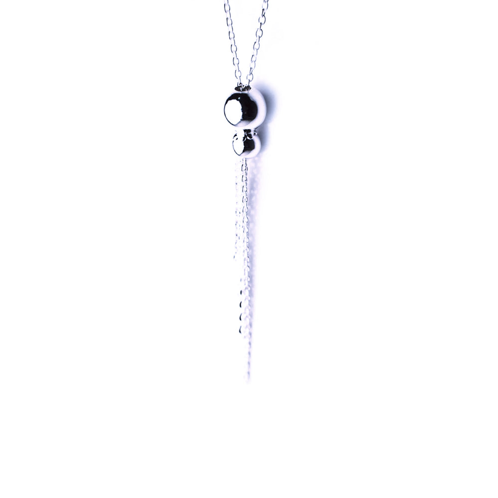 Sterling SIlver Bead Tassel Chain Necklace