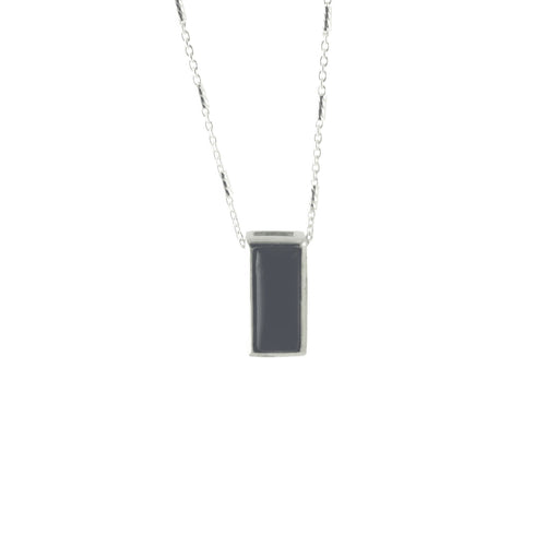 Sterling Silver Black Enamel Pendant Necklace