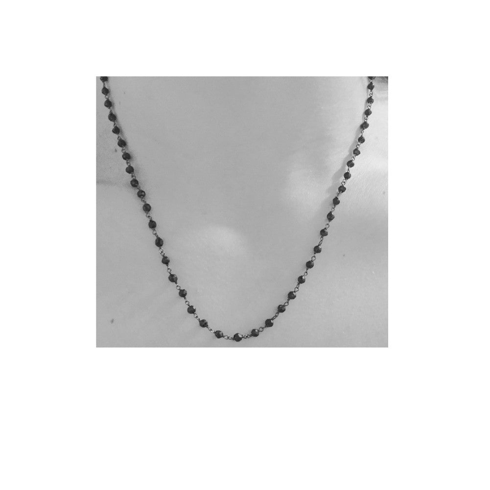 Blackened Silver & Black Onyx Beaded Necklace 18 inch