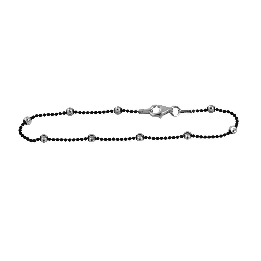 Mixed Metals - Blackened Chain & Silver Bead Bracelet