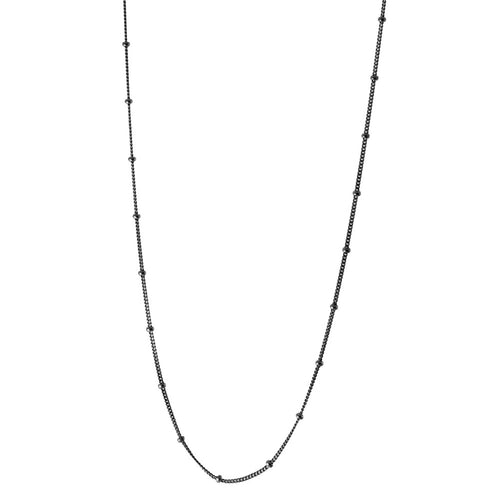 Blackened Silver Curb Beaded Chain Necklace