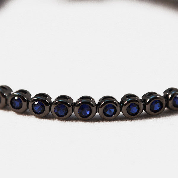 Blackened Silver Midnight Blue CZ Tennis Bracelet