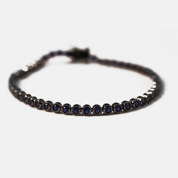 Blackened Silver Midnight Blue CZ Tennis Bracelet
