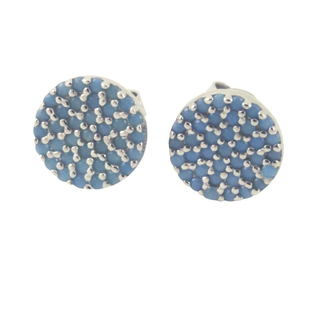 Turkoise Blue Pave Cluster Stud Earrings