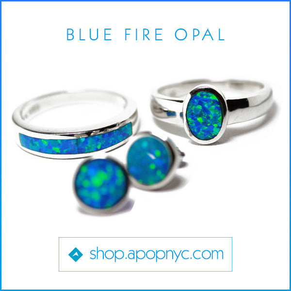 Blue Opal Signet Ring Sterling Silver
