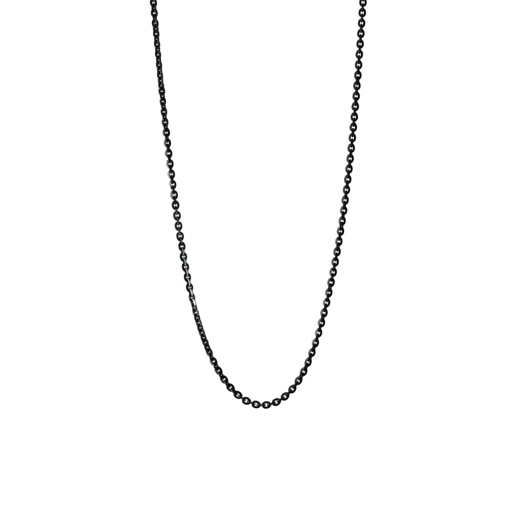 Blackened Silver Simple Cable Chain Necklace
