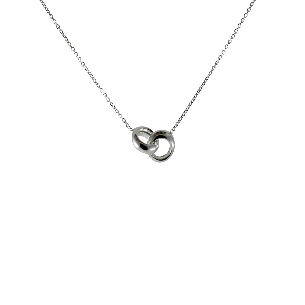 "Love Lock" Sterling Silver Interlocking Rings Pendant Necklace