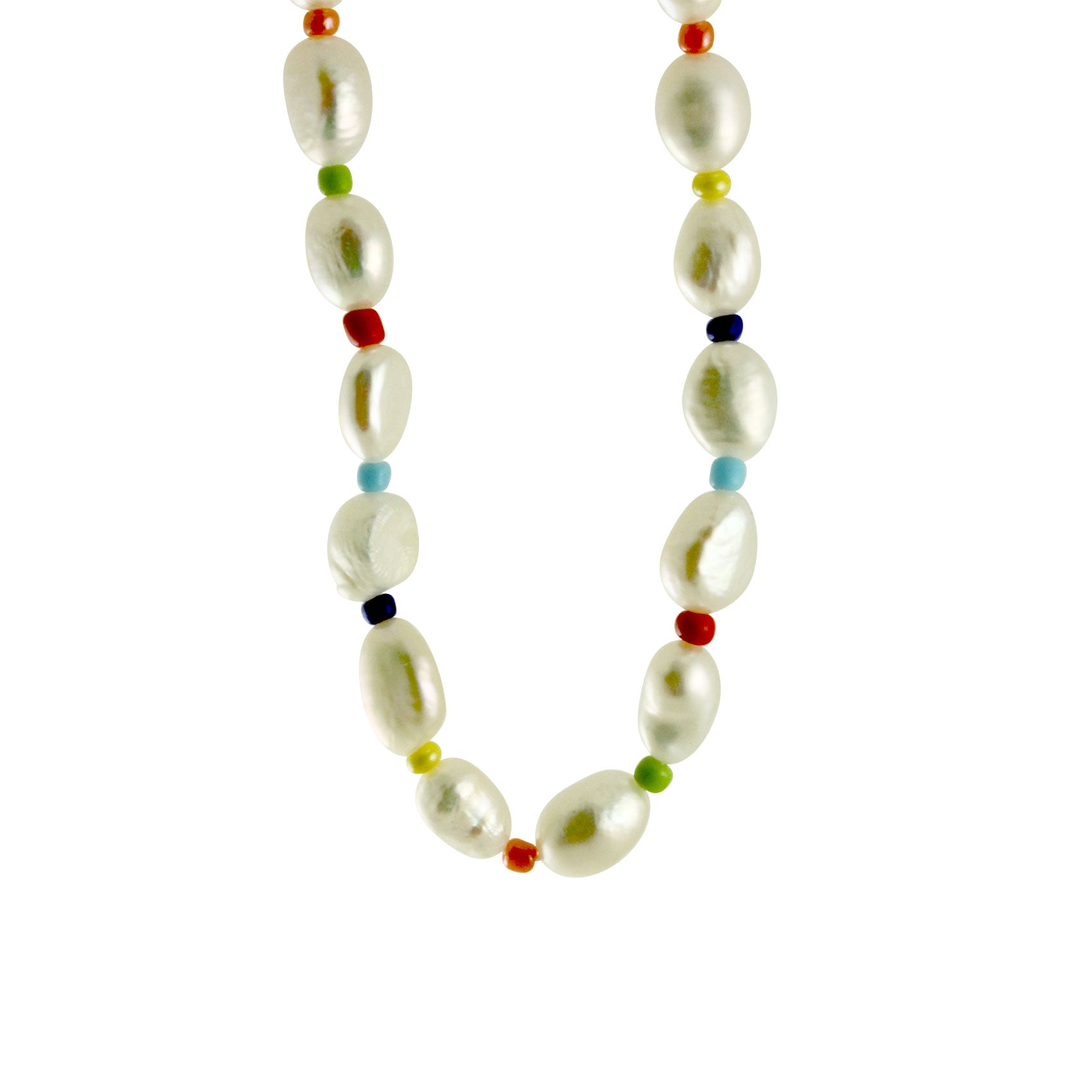 InterMix Colorful White Pearl Choker Necklace