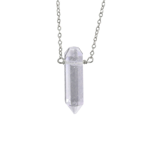 Sterling Silver Crystal Chakra Style Spike Necklace