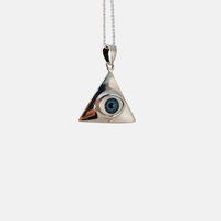 Sterling Silver Green "Eye of Providence" Pendant Necklace