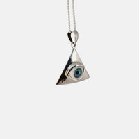 Sterling Silver Green "Eye of Providence" Pendant Necklace