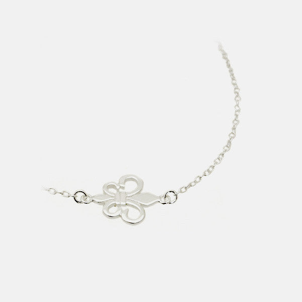 Sterling Silver Fleur de Lis Bracelet 7 inch