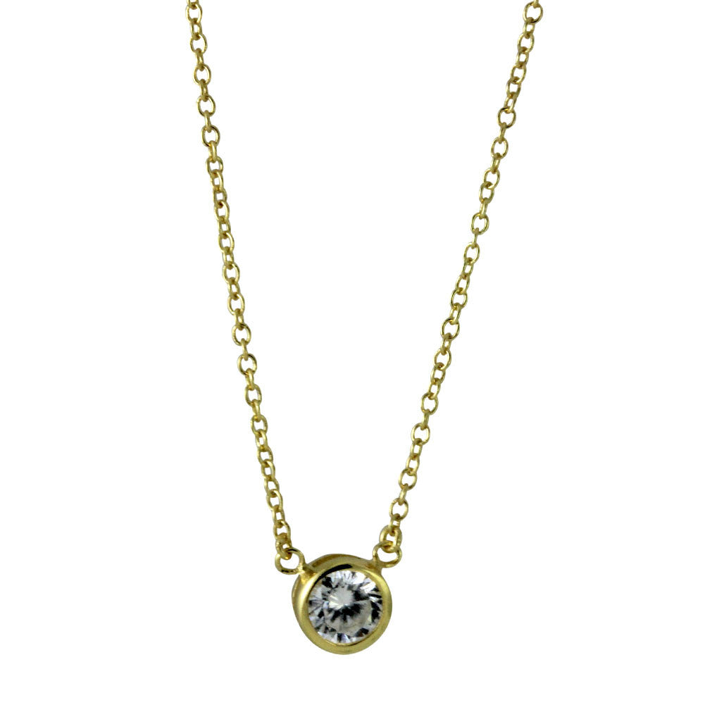 Gold-Dipped CZ Solitaire Necklace