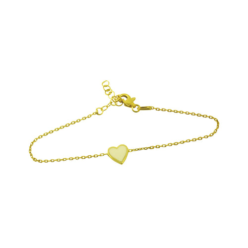 Gold-Dipped White Heart Enamel Bracelet