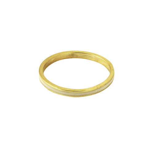 Gold-Dipped White Enamel Ring