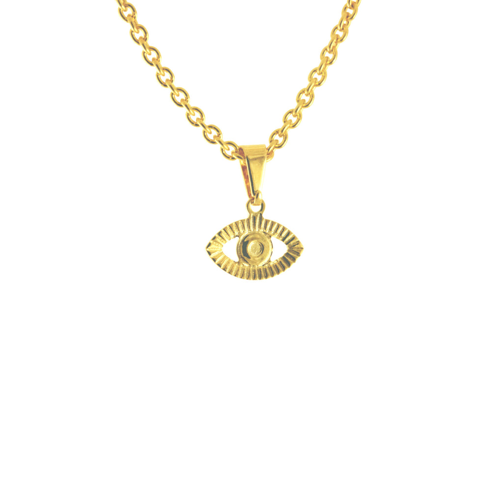 Gold Evil Eye Disc Pendant Necklace