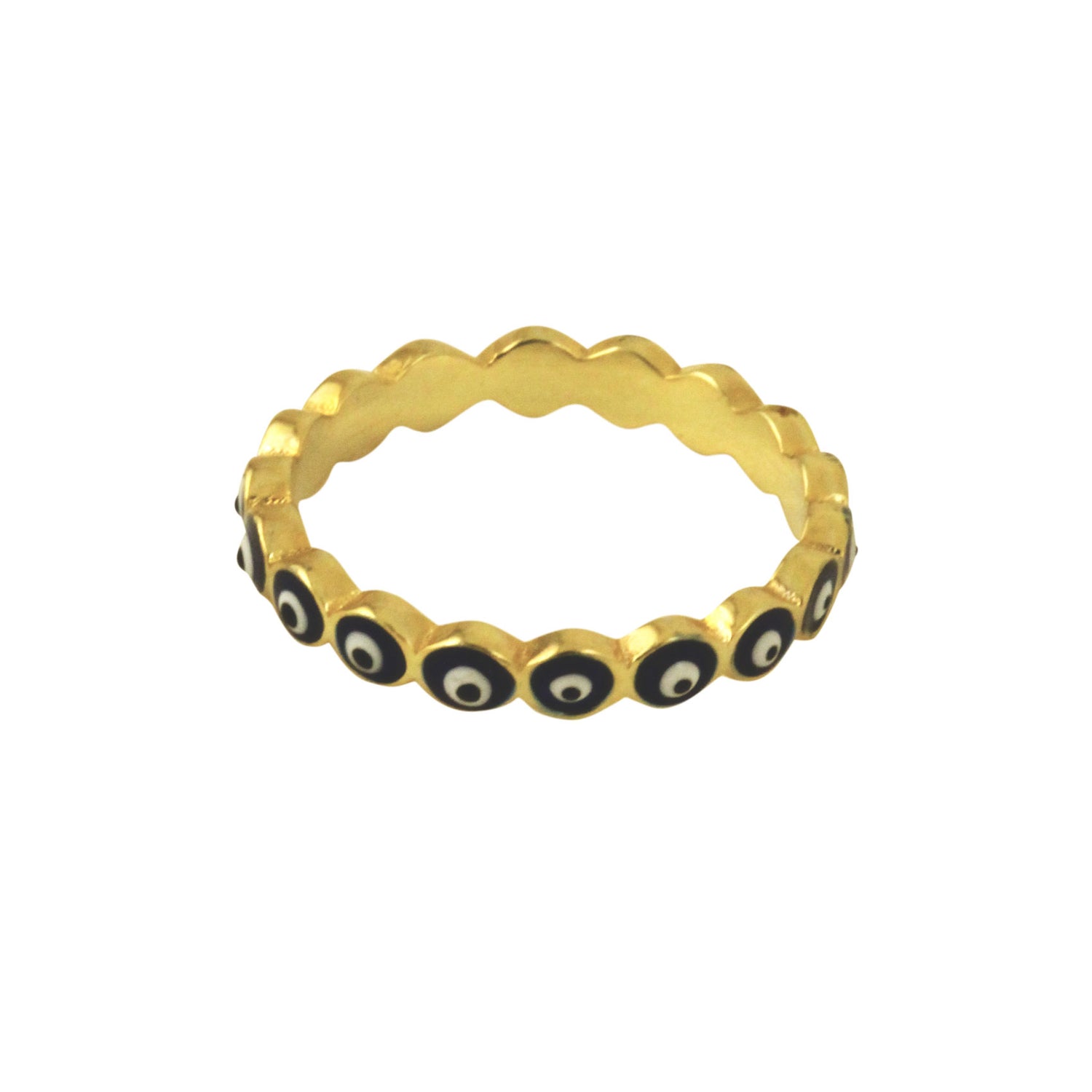 Gold-Dipped Mini Super Blue Eye Enamel Ring