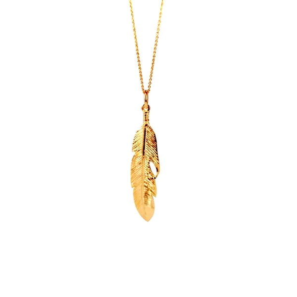Gold Plated Silver Feather Pendant Charm Necklace 16 inch - 30 inch ...