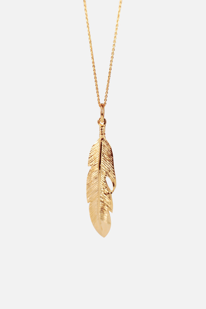 Gold-Dipped Feather Pendant Charm Necklace APOP EXCLUSIVE