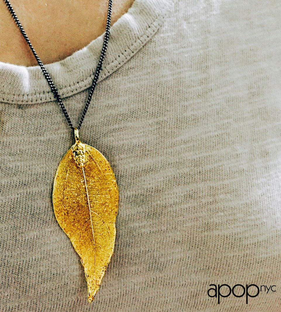 "Fly as a Leaf" Gold-Plated Organic Leaf Pendant