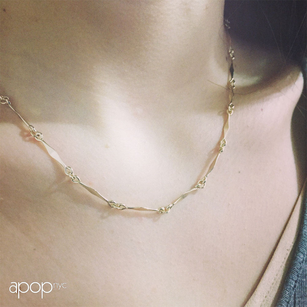 "Romy" Gold-Dipped Geometric Bar Link Chain Necklace