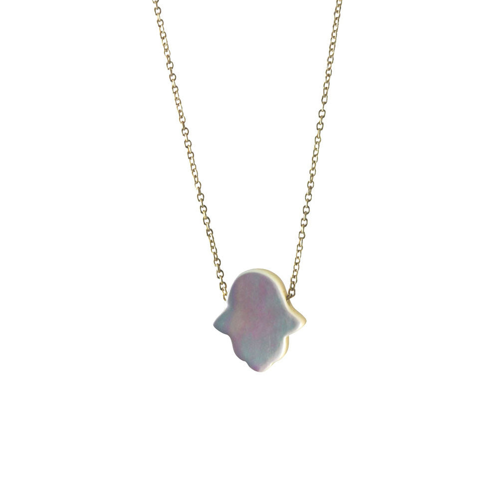 Gold-Dipped Pearly Hamsa Necklace