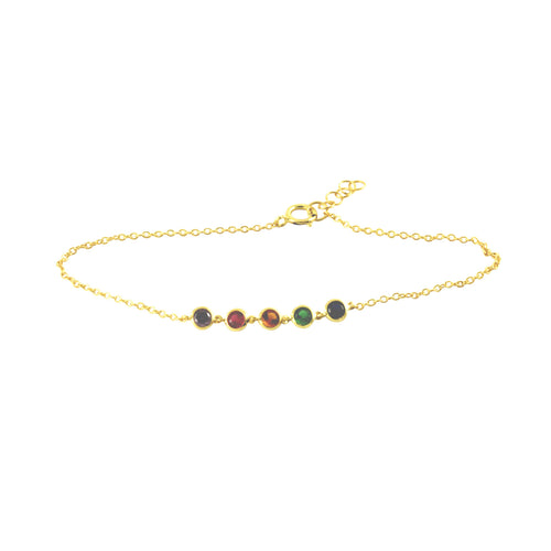 Gold-Dipped MultiColor Rainbow Stone Bracelet