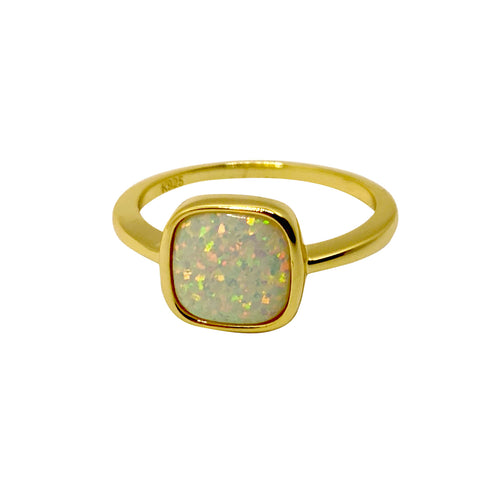 Gold Square Opal Ring